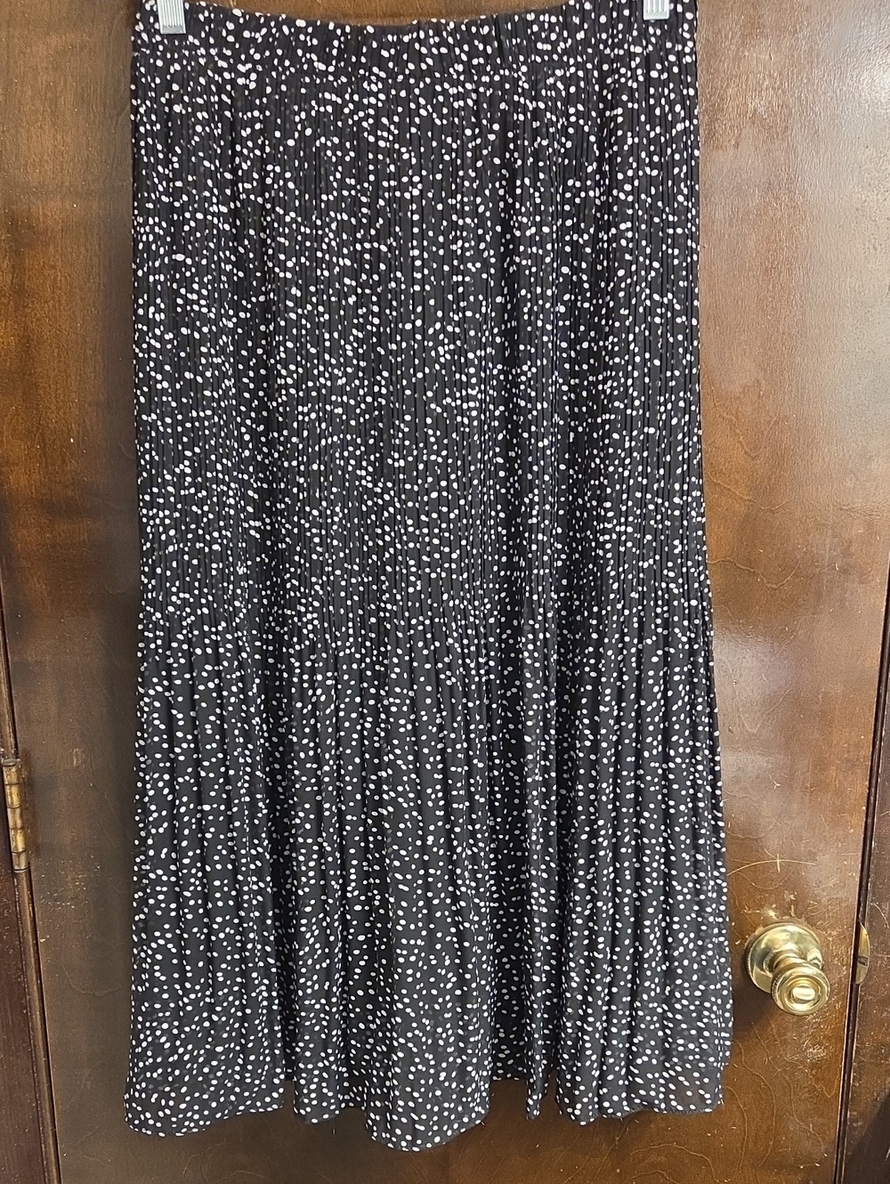 WD.NY Black Midi Skirt with White Dot Print